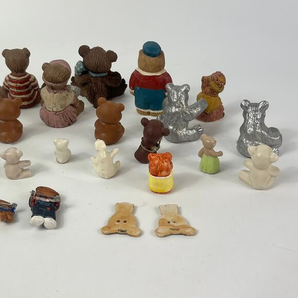 Miniature Teddy Bear Figurine Lot Bundle Glass Clay Porcelain Handmade Signed - Picture 10 of 10